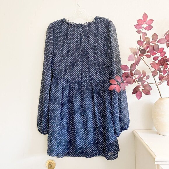 🦋 FREE PEOPLE Navy Blue Chiffon Nouveau Butterfly Dress Size 6 Printed - Picture 6 of 6